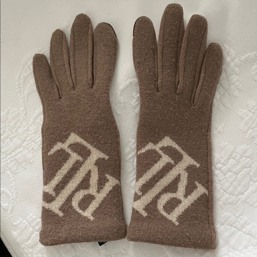 Ralph Lauren Tan Gloves with Logo